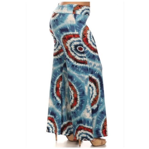 Plus Size Tie Dye Wide Leg Palazzo Pants - Picture 5 of 7